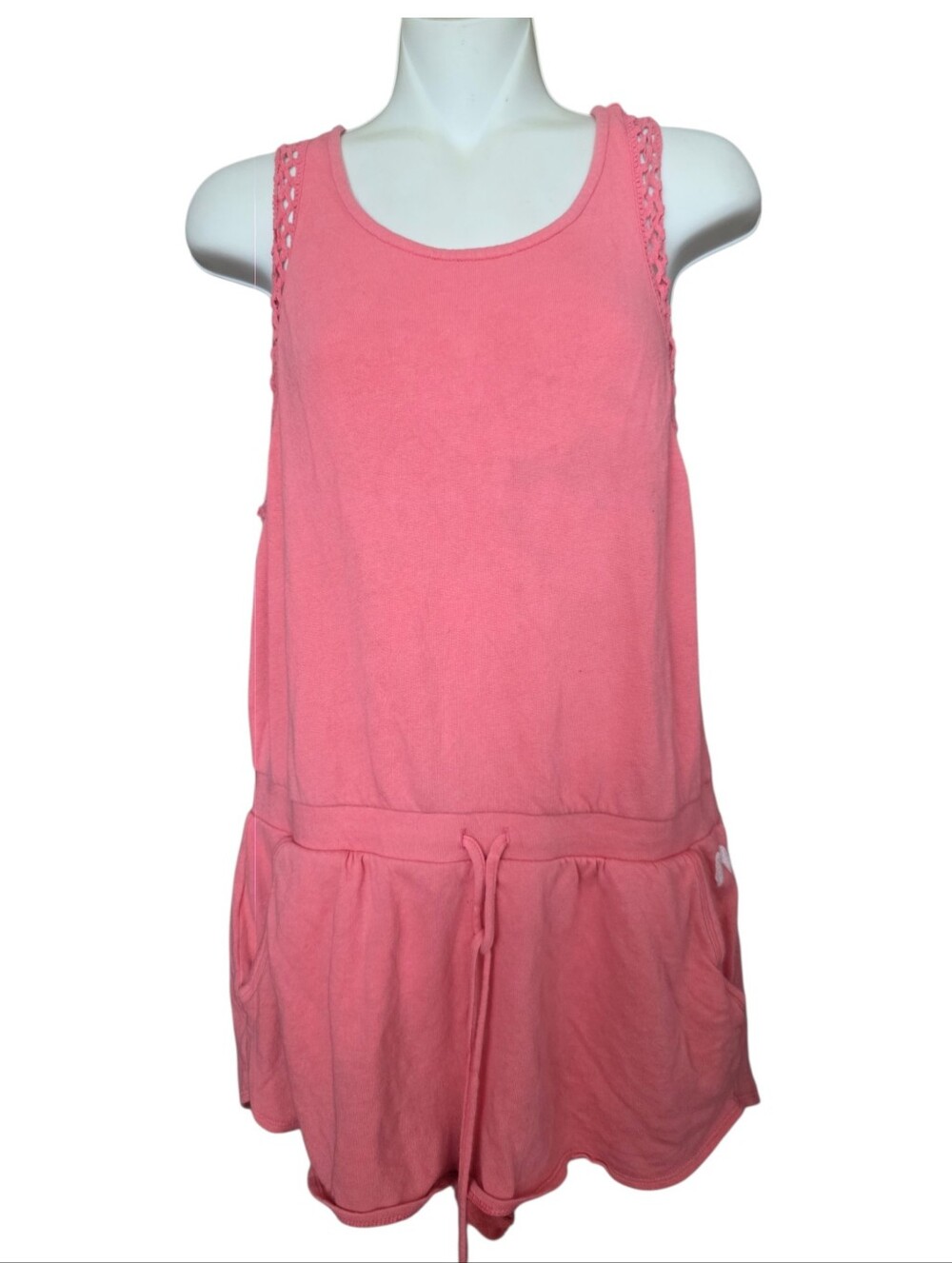 Victoria's Secret Coral Sleeveless Drawstring Romper